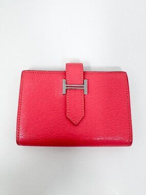 Hermes Rose Azalee Chevre Mini Bearn Wallet